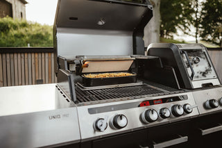 Enders Uniq Pro 3 Iko Kitchen Cruster Gas Grill with Turbo Zone and Side Oven, Black/Steel Colours