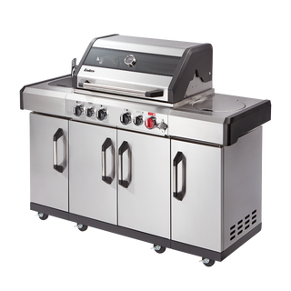 Enders Kansas II Pro 4 Sik Profi Turbo Gas Grill with Turbo Zone, Sink and Side Stove, Steel Colours