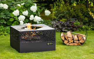 Outdoor fire pit with cooking grate Feu du Jardin Carre 750 Black