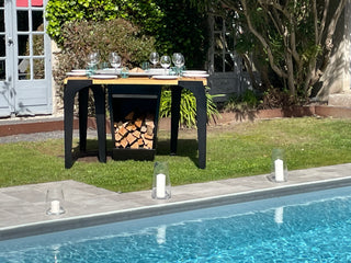 Fire pit with table and cooking plate Augoust Plancha Table