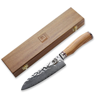 Japoniško Damasko plieno peilis OLEIO Zayiko, Olive Series, Santoku, 17,5 cm