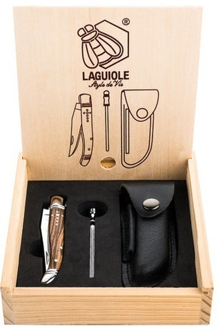 Pocket knife with liner LAGUIOLE by STYLE DE VIE, zebrano