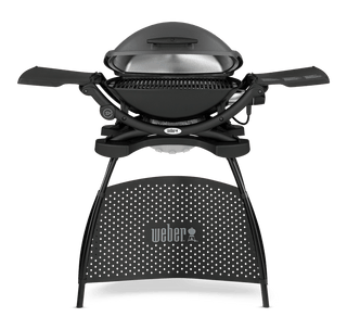 Electric grill WEBER Q 2400 with stand and side shelves, cast iron grill 54 x 39 cm, 2,2 kW