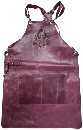 Leather apron Rock n Rubs, purple, 85 x60 x 1 cm