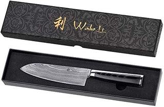 Japoniško Damasko plieno peilis OLEIO, Wakoli Migan, Santoku, 17 cm