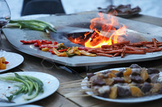 Fire pit with table and cooking plate Augoust Plancha Table