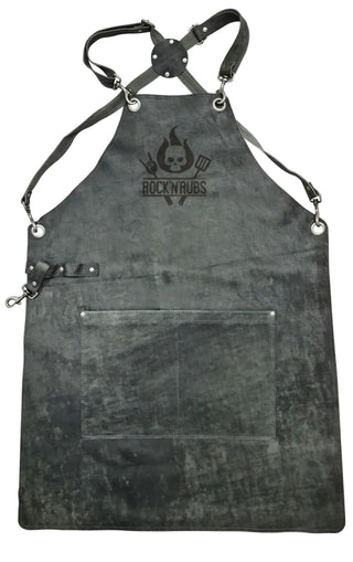 Leather apron Rock n Rubs, grey, 85 x60 x 1 cm